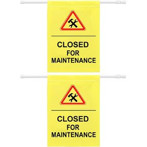 Fanfanwin 2 Pack Restroom Closed for Maintenance Sign Hanging Doorway Barricade Sign with Adjustable Pole Bright Yellow Hanging Doorway Safety Banner for Janitorial Use and Facility Maintenance in Kuwait