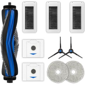 (10 عبوات) مجموعة ملحقات قطع غيار N30 Omni لـ ECOVACS DEEBOT N30 Omni، مكنسة N30 Pro Omni Robot، 1 فرشاة دوارة، 2 فرش جانبية، 2 كيس غبار، 3 مرشحات HEPA، 2 وسادات ممسحة in Kuwait