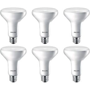 لمبة الإضاءة BR30 LED القابلة لتعديل الضوء من Philips: 650 لومن، 2700 كلفن، 11 وات (ما يعادل 65 وات) قاعدة E26، بلوري، أبيض ناعم، 6 عبوات in Kuwait