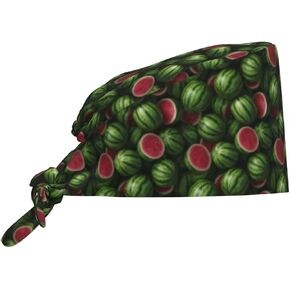 Realistic Watermelon A Print Scrub Caps Women Men, Nurse Cap Surgical Caps Scrub Hats for Women Men, Adjustable Working Cap with Sweatband Black in Kuwait