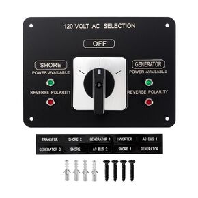 AC Rotary Switch Panel 2 Position 120V 30A, Marine-Grade Selector Switch with Reverse Polarity LED Indicator for Boats Commercial Vessels Yachts in Kuwait