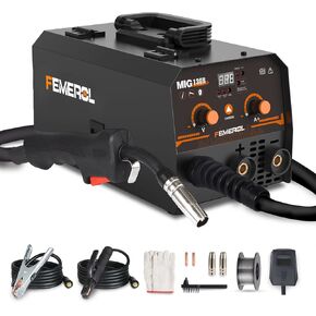 FEMEROL MIG Welder,2 in 1 Flux core/Stick Welder,130Amp 110V Gasless MIG Welding Machine with Synergy IGBT Inverter Welder Portable Wire Feed Welder in Saudi Arabia