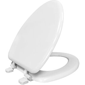 White Elongated Toilet Seat, Heavy Duty Anti-Broken Quick Release Hinges Comfortable Bathroom Toilet Seat Replacement Accessory in Kuwait