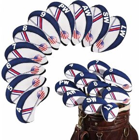 10 Pcs Golf Iron Head Covers Set Neoprene Golf Club Head Covers USA Flag Design Protective Iron Headcovers for 4-9 PW AW SW LW Golf Club Covers Fit Most Irons Golf Accessories in Saudi Arabia