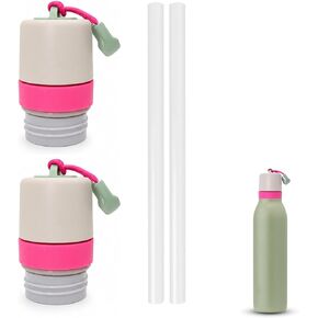 Replacement Lid Compatible with Owala FreeSip Twist Insulated Stainless Steel 18oz 24oz, 2 Pack Caps with Carry Handle, with Straws, Lid Accessory for FreeSip Twist Bottles in Kuwait