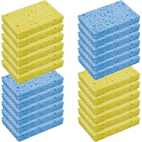 CELOX 24 Pack Durable Kitchen Sponges, Natural Wood Pulp Sponges for Dishes, Absorbent Cellulose Sponge Bulk for Cleaning Kitchen, Bathroom, DIY for Kids, 4.3" x 2.6" x 0.5" in Saudi Arabia
