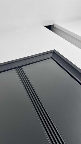 Modern Steel Security Entry Door, Matte Dark Gray, 37.8x84.6 Inch, with Smart Fingerprint Lock, Zinc Alloy Panel, Aluminum Foam Fill (Right-Hand Outward Opening Door) in Kuwait