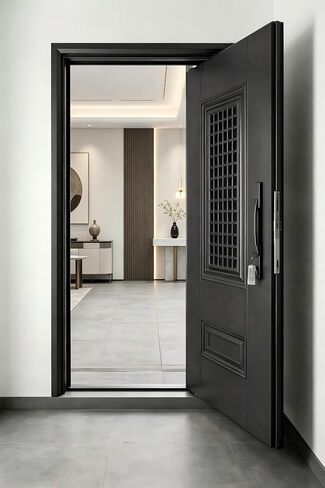Corrosion Resistant Front Access, 37.8 x 84.6 Gray Steel Construction, for Home Entry Door (Right-Hand Outward Opening Door) in Kuwait