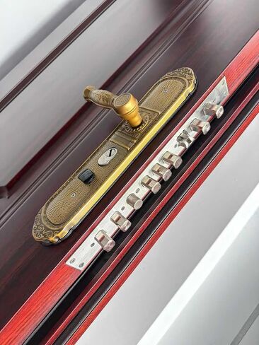 Steel Security Door, Zinc-Magnesium Alloy, Wood Grain Finish, Multi-Point Lock, Aluminum Foil Fill, 37.8 x 84.6 Inch in Kuwait
