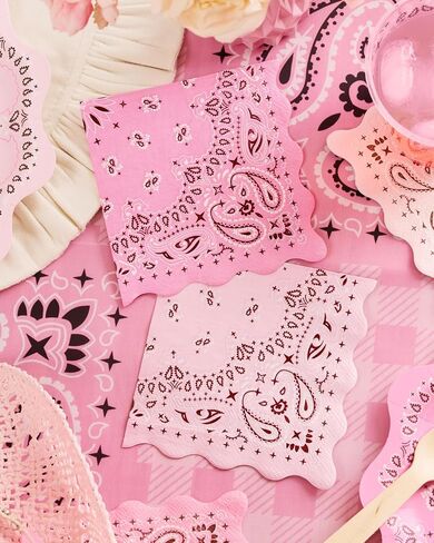 xo, Fetti Cowgirl Napkins – 24 Paper Napkins | Pink Bandana, Western Party, Bachelorette, Birthday, Glam Decor, Yeehaw, Country Chic in Kuwait
