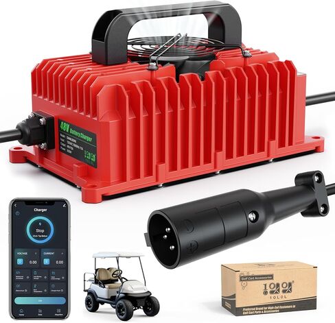 شاحن بطارية عربة الجولف 10L0L 48V لسيارة Club Car DS Precedent، شاحن ذكي 15Amp مع قابس 3 سنون لبطارية الرصاص الحمضية، بطارية AGM، بطارية LiFePO4، مقاومة للماء IP67، إيقاف تلقائي in Kuwait