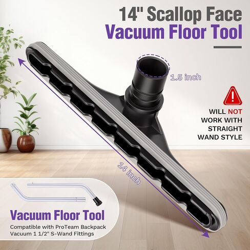 أداة أرضية مكنسة كهربائية للوجه مقاس 14 بوصة، متوافقة مع تجهيزات ProTeam Backpack Vacuum 1 1/2 بوصة على شكل حرف S، متوافقة أيضًا مع بديل Hoover C2401 للسجاد التجاري وتنظيف الأرضيات الصلبة in Kuwait