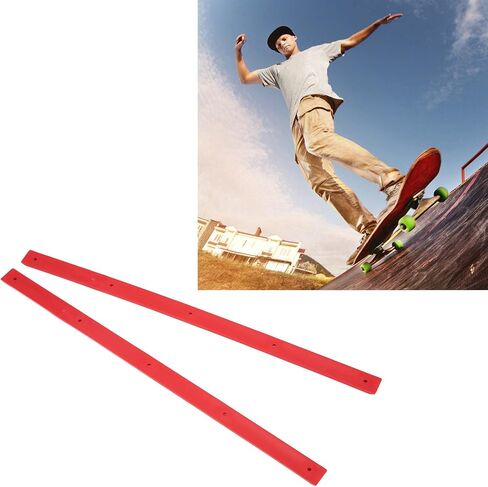 2Pcs Skateboard Rails for Deck, POM Stable Skate Rails, 14.1 x 0.7in Skateboard Deck Rails with 11Pcs Installation Screws for Protecting the Back of Longboard Skateboard in Kuwait