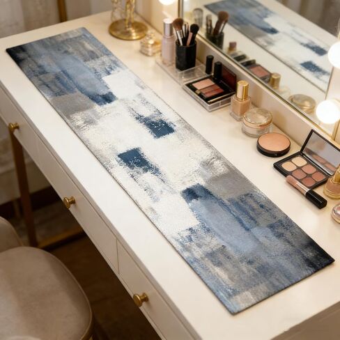 OYIMUA Blue and White Abstract Modern Table Runner, Art Rustic Kitchen Dining Table Decor for Holiday Home Party 13x72 Inches in Kuwait