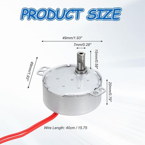 محرك متزامن MECCANIXITY، AC12V 50/60 هرتز 5-6 دورة في الدقيقة CW/CCW 4W عمود تدفق منخفض السرعة، محرك دوار بطيء للمروحة الكهربائية والسخان والمشاريع الفنية in Kuwait