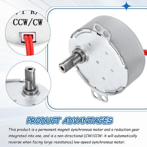محرك متزامن MECCANIXITY، AC12V 50/60 هرتز 5-6 دورة في الدقيقة CW/CCW 4W عمود تدفق منخفض السرعة، محرك دوار بطيء للمروحة الكهربائية والسخان والمشاريع الفنية in Kuwait