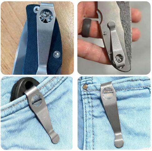 مشبك جيب للحمل العميق من التيتانيوم متوافق مع Paramilitary 2، Para 3 (وليس FRN)، Smock، Manix 2 (وليس FRN)، Yojimbo 2، Delica 4، Endura 4 سكاكين الصيد القابلة للطي، مع 3 براغي، أسود in Kuwait