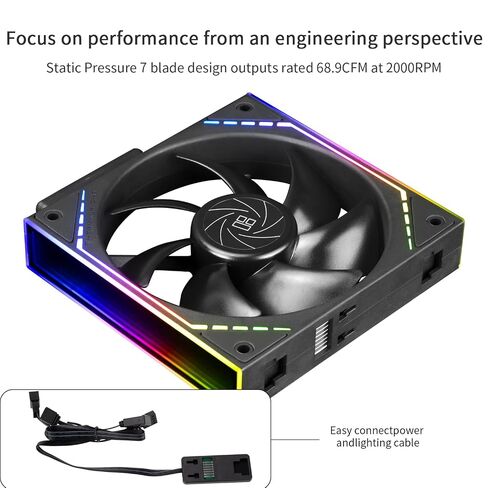 Thermalright TR TL-M12Q مروحة هيكل الربط اللاسلكية 120 مم، موصل PWM تبريد كمبيوتر صامت مع محمل S-FDB، مروحة بناء الكمبيوتر الشخصي مع تأثير ضوء مرآة ARGB، ضوضاء منخفضة، أسود in Kuwait