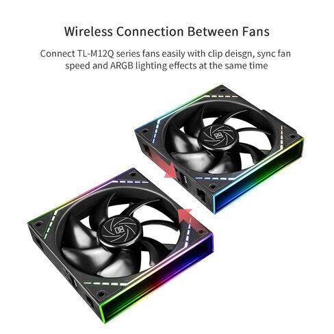 Thermalright TR TL-M12Q مروحة هيكل الربط اللاسلكية 120 مم، موصل PWM تبريد كمبيوتر صامت مع محمل S-FDB، مروحة بناء الكمبيوتر الشخصي مع تأثير ضوء مرآة ARGB، ضوضاء منخفضة، أسود in Kuwait