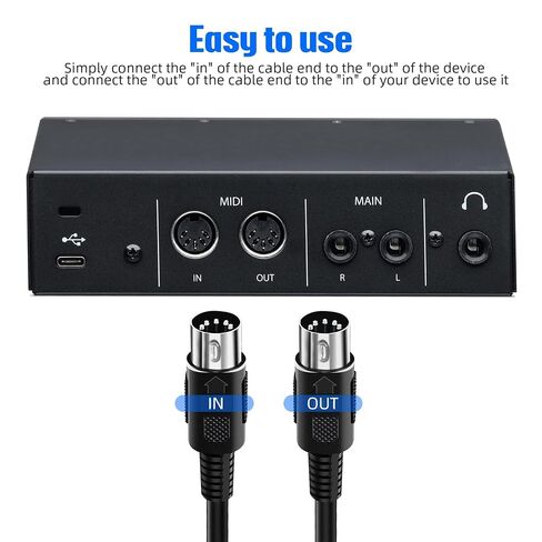 2 حزمة كابل MIDI بطول 1.6 قدم، كابل MIDI ذكر إلى ذكر 5 دبابيس للوحة مفاتيح MIDI، البيانو الإلكتروني، الطبلة الإلكترونية in Kuwait