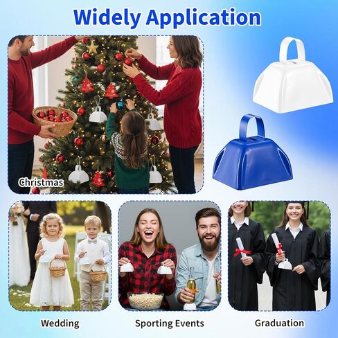 24pcs Cowbells for Sporting Events Bulk Loud Noise Makers Metal Cow Bell with Handle for Cheering Competition Marathon Wedding DIY Paint, White in Kuwait