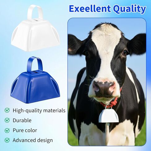 24pcs Cowbells for Sporting Events Bulk Loud Noise Makers Metal Cow Bell with Handle for Cheering Competition Marathon Wedding DIY Paint, White in Kuwait