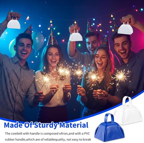24pcs Cowbells for Sporting Events Bulk Loud Noise Makers Metal Cow Bell with Handle for Cheering Competition Marathon Wedding DIY Paint, White in Kuwait
