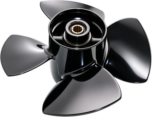 مروحة القارب 8.7 × 5 لمحرك Tohatsu Nissan Mercury Black Max 8HP 9.8HP 9.9HP الخارجي (12 سنًا)، استبدال الملعب 8.7x5 لـ Solas Amita 4 دعامات محرك القارب الألومنيوم عالية الدفع، 4 شفرات، RH in Kuwait