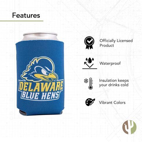 Desert Cactus University of Delaware Can Insulator Fightin Blue Hens UD Beverage Cooler 1 Pack Foam 12oz Can Holder Single Sided (Design A) in Kuwait