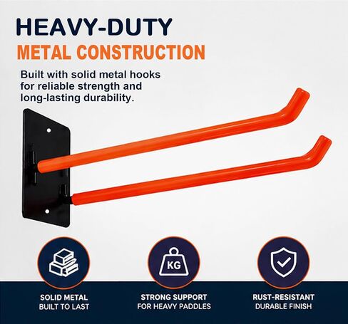 Kayak Paddle Holder Wall Mount – Heavy Duty Paddle Storage Rack for Kayak, SUP & Canoe | Metal Hooks Indoor Garage Organizer for Paddles & Water Sports Gear in Kuwait