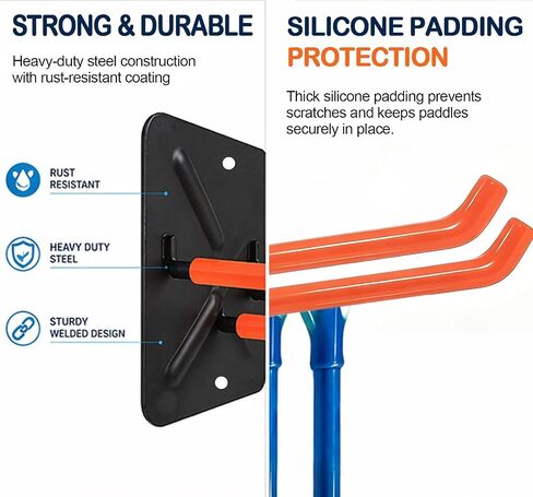Kayak Paddle Holder Wall Mount – Heavy Duty Paddle Storage Rack for Kayak, SUP & Canoe | Metal Hooks Indoor Garage Organizer for Paddles & Water Sports Gear in Kuwait