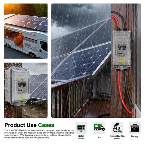 CNLONQ IP66 مفتاح فصل الطاقة الشمسية الكهروضوئية 40A 1000V DC مع كابل PV | صندوق قاطع دائرة التيار المستمر مع موصل التوصيل والتشغيل وخطاف التثبيت للأنظمة الكهروضوئية الخارجية والألواح الشمسية والمركبات الترفيهية والمنزل وخارج الشبكة in Kuwait