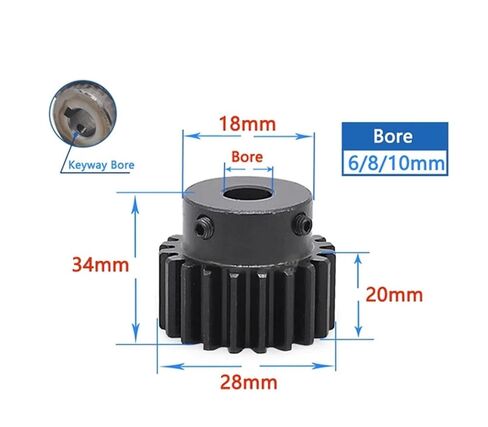 Steel Heavy Duty Motor Pinion Gear 1pcs 12 Teeth 2M Spur Gear with Step 12T 2 Module Steel Transmission Drive Finished Bore 6mm 8mm 10mm | 6mm in Kuwait