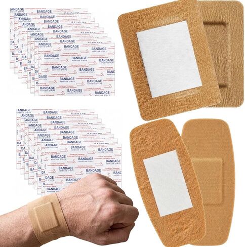 60pcs Extra Large Bandages Bulk Fabric Big Bandaids 2 Sizes 3x4 & 2x4 Inch Flexible Breathable Large Bandages for Wounds Skin Care in Kuwait