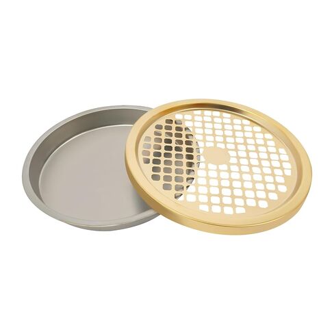 Gold Floor Standing Trash Can with Ashtray, 3.3Gal Outdoor Waste Bin | Outdoor Trash Can, outdoor ashtray for yards, terraces, gardens, offices, 201 Stainless Steel, Iron, 9.8 L*9.8 W*24in H in Kuwait