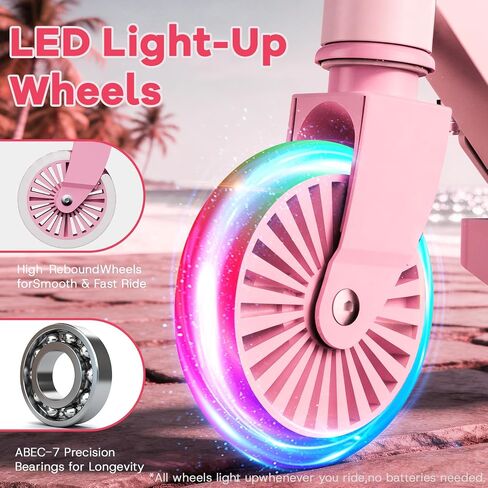 2 Wheel Scooter for Kids 3-12, Light Up Wheels & LED Stem Kick Scooter, Height Adjustable & Foldable Design, Lightweight Sport Scooter for Girls Boys with Kickstand in Kuwait