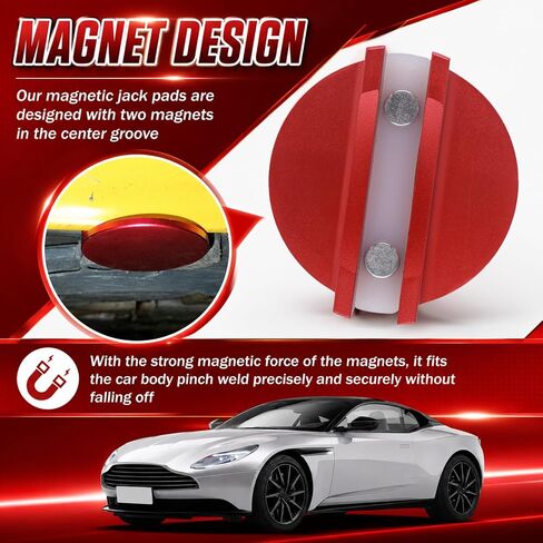 Pinch Weld Jack Adapter,Aluminum Magnetic Jack Pad Pinch Weld Adapter with 0.46" Large Grooved,Anti-Slip Stable Floor Jacks Pinches Welds Adapters for Jacks Lifting Support in Kuwait