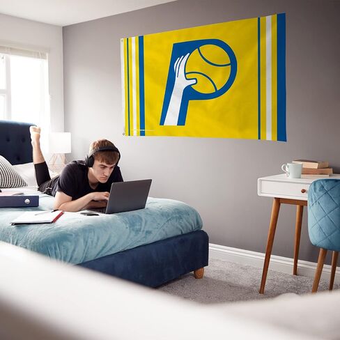 راية علم Rico Industries NBA Indiana Pacers Retro مقاس 3 × 5 بوصات علم لافتة مقاس 3 × 5 بوصات من جانب واحد - داخلي أو خارجي - ديكور منزلي in Kuwait