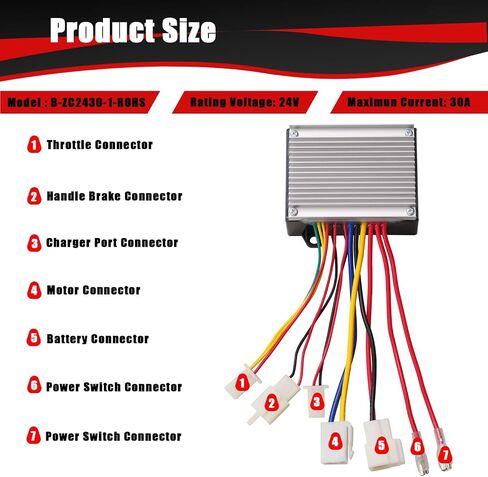 KAMIER 24V Controller Kit Replacement for Razor E300 E300S E325 E200 E200S RX200 Kids Electric Scooter Control Module with Charger Port Circuit Reset On Off Switch E-Scooter Parts in Kuwait