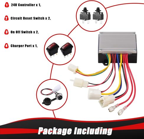KAMIER 24V Controller Kit Replacement for Razor E300 E300S E325 E200 E200S RX200 Kids Electric Scooter Control Module with Charger Port Circuit Reset On Off Switch E-Scooter Parts in Kuwait