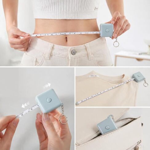 1Pcs Mini Tape Measure with Keychain 60 Inch Retractable Measuring Tapes Small Sewing Ruler Compact Portable for DIY Craft Tailor (Blue) in Saudi Arabia