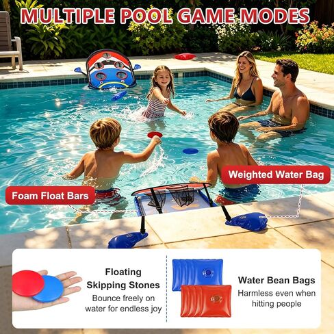 لعبة Pool Cornhole، ألعاب حمام السباحة العائمة مزدوجة الجوانب من AYAMAYA ولعبة الجولف اللزجة للمياه والأرض ذات الاستخدام المزدوج، مجموعة لوحة ثقب الذرة المائية بطول 2 × 3 أقدام مع أحجار تخطي وكرات لزجة لألعاب الفناء الخلفي للعائلة in Kuwait