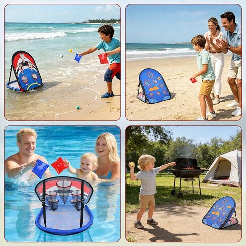 لعبة Pool Cornhole، ألعاب حمام السباحة العائمة مزدوجة الجوانب من AYAMAYA ولعبة الجولف اللزجة للمياه والأرض ذات الاستخدام المزدوج، مجموعة لوحة ثقب الذرة المائية بطول 2 × 3 أقدام مع أحجار تخطي وكرات لزجة لألعاب الفناء الخلفي للعائلة in Kuwait