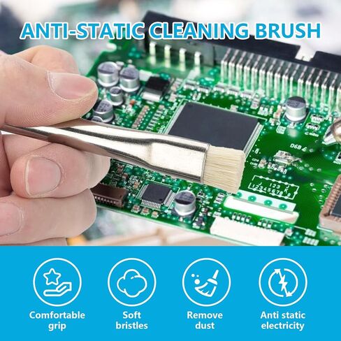 مجموعة فرش مضادة للكهرباء الساكنة للإلكترونيات، قطعتان من فرشاة ESD، منظف PCB متعدد الوظائف، فرشاة تنظيف إلكترونية بمقبض معدني لأجزاء الهاتف المحمول، ومراوح الكمبيوتر in Kuwait
