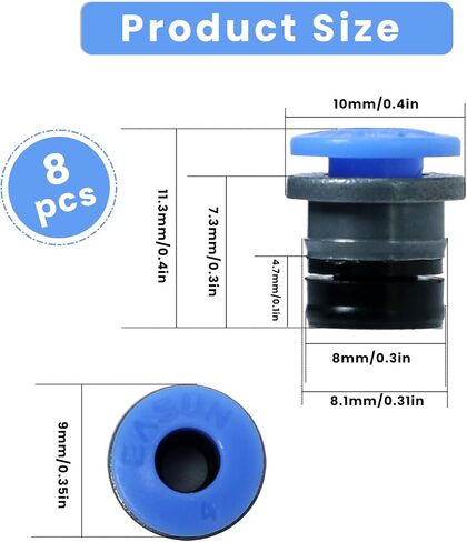 8 قطع رأس موصل صمام هوائي للطابعة ثلاثية الأبعاد، مكونات PTFE ECAS04 طقم استبدال موصل صمام التحكم في الهواء لملحقات الطابعة ثلاثية الأبعاد، اضغط لتوصيل التركيبات in Kuwait