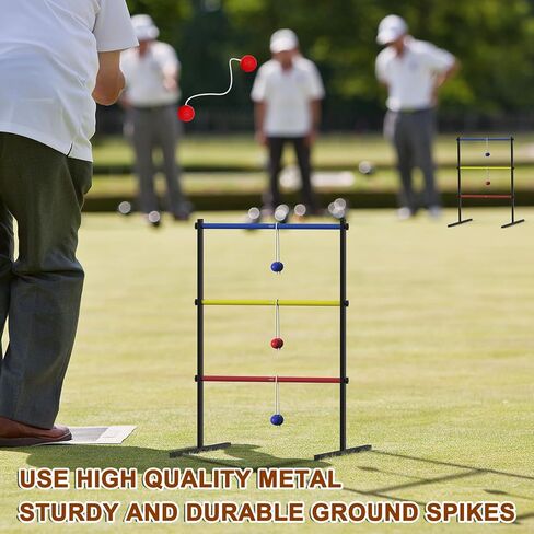 Ladder Toss Game Set, 2 Pack Ladder Ball Rack with 6 Bolas, Portable Outdoor Games Set are Suitable for Backyards, Lawns, Beaches, Camping, Game Parties with Family Friends, 24''L X 29.5''W X 37''H in Kuwait