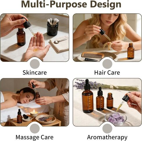 48 Pack 0.5oz Dark Amber Dropper Bottles with Measurement, 15ml Leakproof Tincture Bottles with Eye Dropper for Essential Oils, Perfume, Hair Oil, Liquids in Kuwait