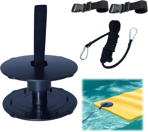 4 Sets Floating Water Mat Tether Kit, Floating Mat Grommet Kit, Floating Mat Tether Kit with 118inch Elastic Rope, 2 Stainless Steel Hooks, 2 Floating Mat Straps for All Foam Water Pads in Kuwait