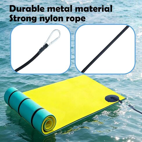 4 Sets Floating Water Mat Tether Kit, Floating Mat Grommet Kit, Floating Mat Tether Kit with 118inch Elastic Rope, 2 Stainless Steel Hooks, 2 Floating Mat Straps for All Foam Water Pads in Kuwait