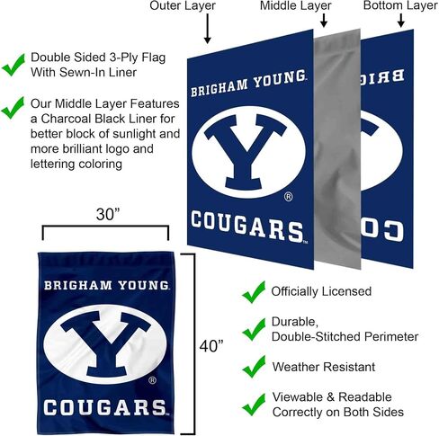 علم البيت BYU Cougars بيضاوي على شكل حرف Y مزدوج الجوانب in Kuwait